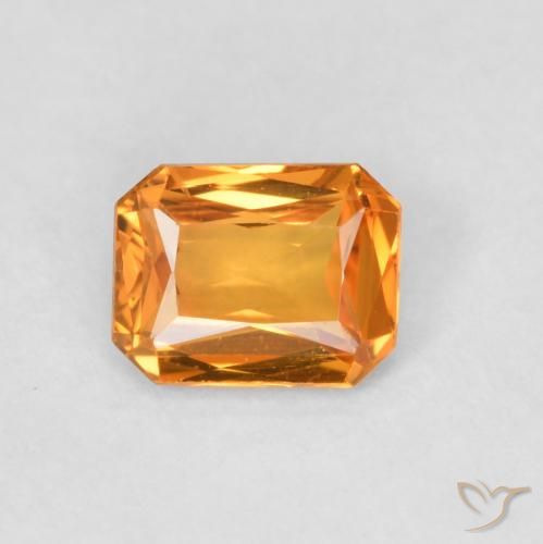 0.45ct 자연스러운 미디엄 오렌지 사파이어, 에메랄드 컷, VVS-VS