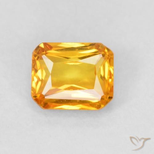 0.67ct 자연스러운 살구 오렌지 사파이어, 에메랄드 컷, VVS-VS