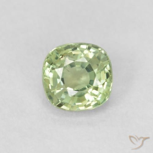 0.46ct 자연스러운 매우 밝은 녹색 사파이어, 방석, VS