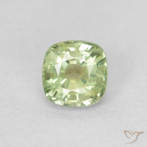 0.50ct 자연스러운 밝은 노란색 녹색 사파이어, 방석, VS