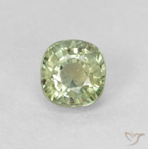 0.55ct 자연스러운 매우 밝은 세이지 그린 사파이어, 방석, VS