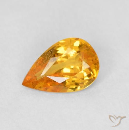 0.40ct 자연스러운 오렌지-골드 사파이어, 배 모양, VS