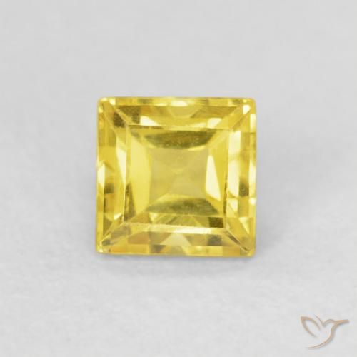 0.58ct 자연스러운 황색을 띠는 금 사파이어, 정사각형, VS