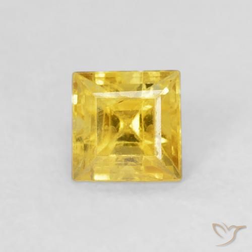 0.55ct 자연스러운 미디엄 옐로우 사파이어, 정사각형, VS