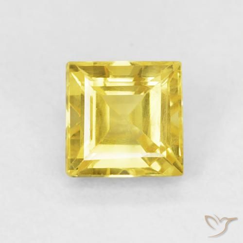 0.65ct 자연스러운 미디엄 옐로우 사파이어, 정사각형, VS