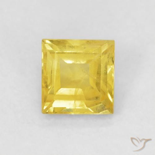 0.60ct 자연스러운 미디엄 옐로우 사파이어, 정사각형, VS