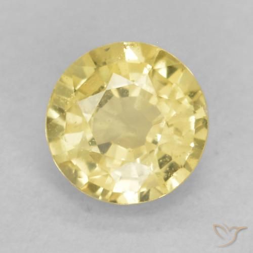 0.44ct 자연스러운 연노랑 사파이어, 둥근, VS