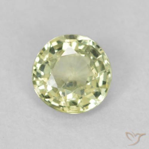 0.39ct 자연스러운 연노랑 사파이어, 둥근, VS