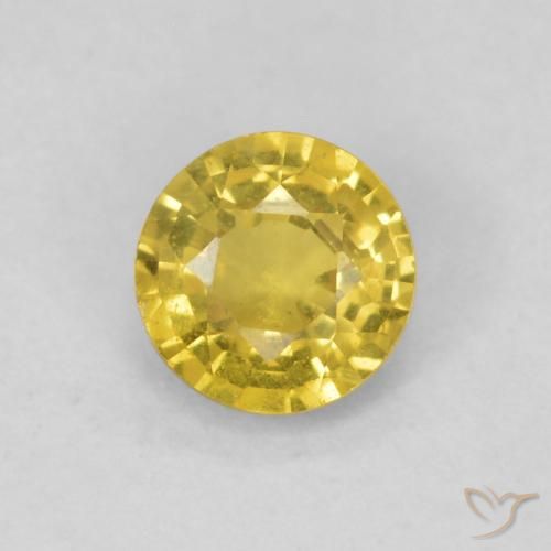 0.45ct 자연스러운 황색을 띠는 금 사파이어, 둥근, SI