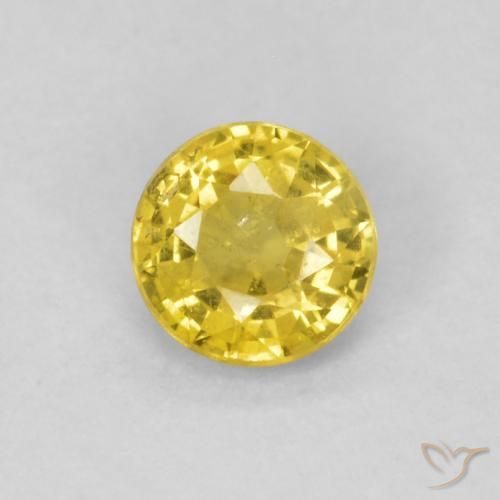 0.40ct 자연스러운 범블비 옐로우 사파이어, 둥근, SI