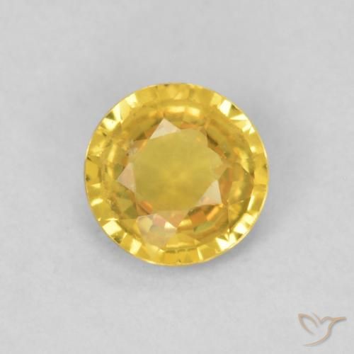 0.39ct 자연스러운 미디엄 골든 사파이어, 둥근, VS