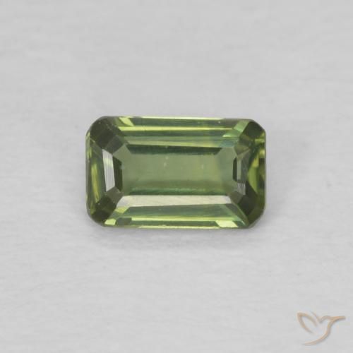 0.37ct 자연스러운 따뜻한 녹색 사파이어, 에메랄드 컷, VVS-VS