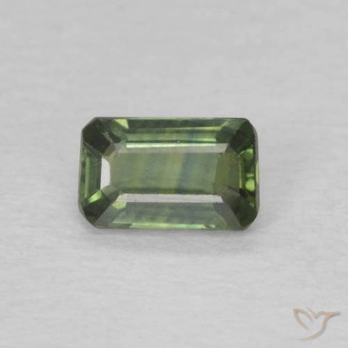 0.42ct 자연스러운 창백한 지구 녹색 사파이어, 에메랄드 컷, VS