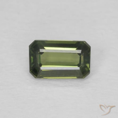 0.43ct 자연스러운 어스 그린 사파이어, 에메랄드 컷, VVS