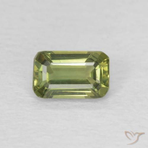 0.46ct 자연스러운 따뜻한 녹색 사파이어, 에메랄드 컷, VVS-VS