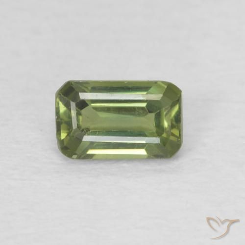 0.44ct 자연스러운 황록색 사파이어, 에메랄드 컷, VVS-VS