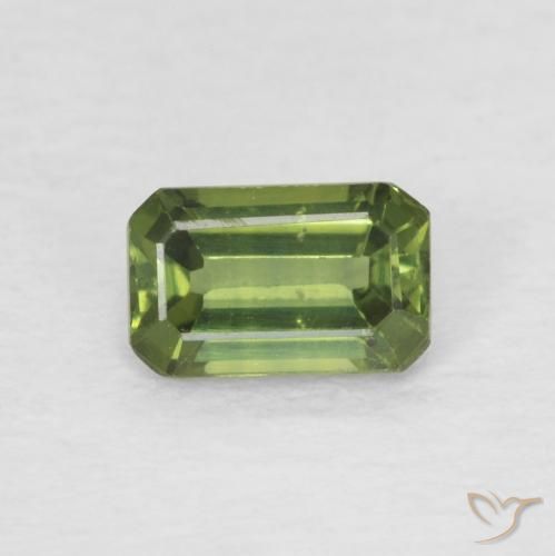 0.45ct 자연스러운 흙빛 녹색 사파이어, 에메랄드 컷, VS
