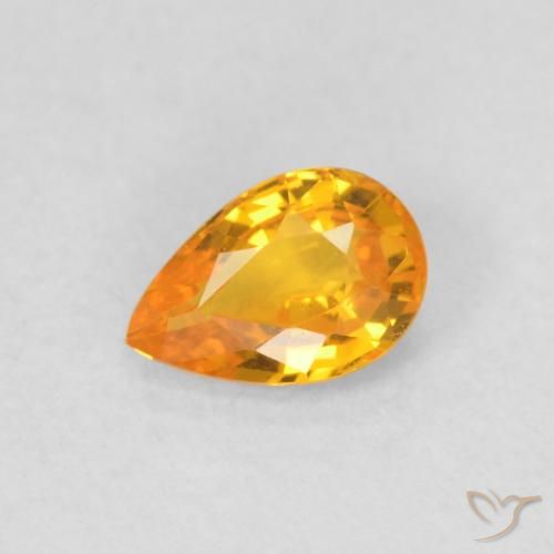 0.51ct 자연스러운 미디엄 오렌지 사파이어, 배 모양, VVS-VS