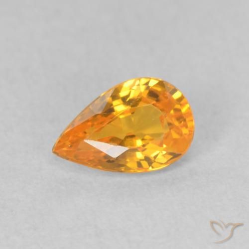 0.51ct 자연스러운 딥 오렌지-골드 사파이어, 배 모양, VVS-VS