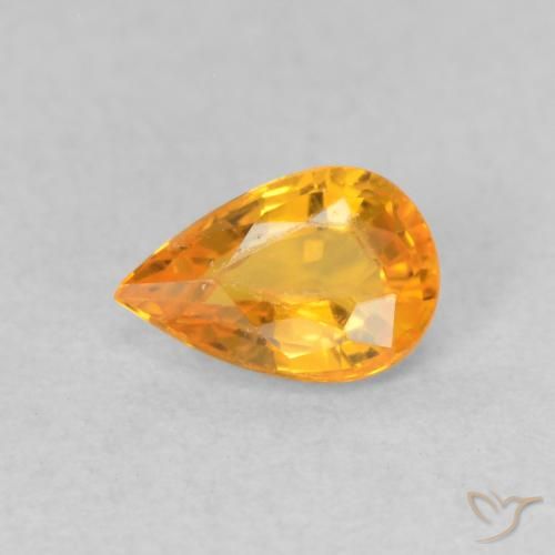0.53ct 자연스러운 미디엄 오렌지 사파이어, 배 모양, VVS-VS
