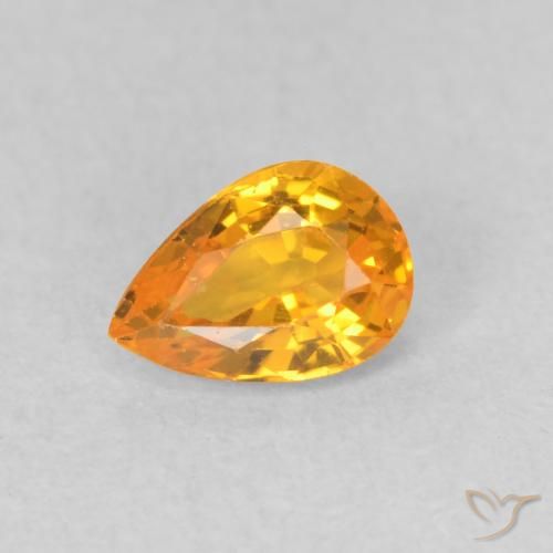 0.51ct 자연스러운 오렌지-골드 사파이어, 배 모양, VVS-VS