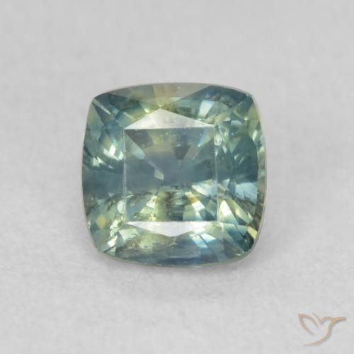 0.74ct 자연스러운 초록빛이 도는 파란색 사파이어, 방석, VS-SI