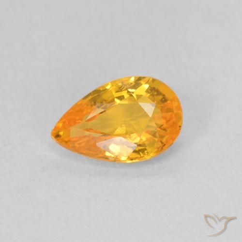 0.47ct 자연스러운 밝은 주황색 사파이어, 배 모양, VS