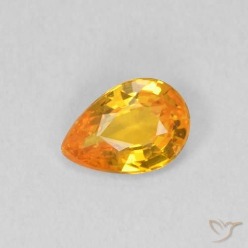 0.39ct 자연스러운 밝은 주황색 사파이어, 배 모양, VS