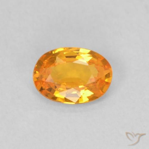 0.48ct 자연스러운 밝은 주황색 사파이어, 타원형, VS