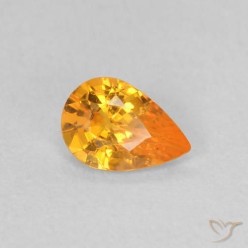 0.44ct 자연스러운 밝은 주황색 사파이어, 배 모양, VS