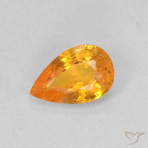 0.54ct 자연스러운 미디엄 오렌지 사파이어, 배 모양, VS