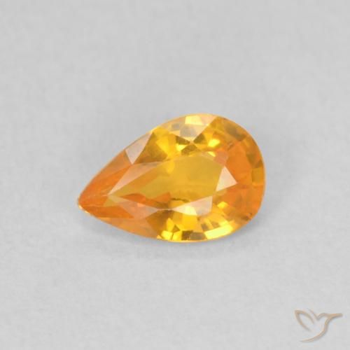 0.40ct 자연스러운 살구 오렌지 사파이어, 배 모양, VS