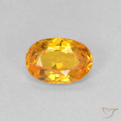 0.63ct 자연스러운 밝은 주황색 사파이어, 타원형, VS