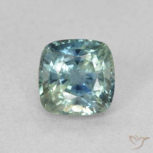 0.73ct 자연스러운 미디엄 블루 그린 사파이어, 방석, VVS-VS