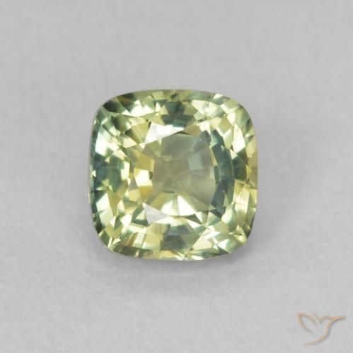 0.65ct 자연스러운 황록색 사파이어, 방석, VVS-VS