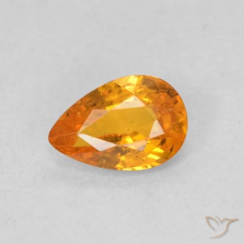 0.48ct 자연스러운 밝은 주황색 사파이어, 배 모양, VS