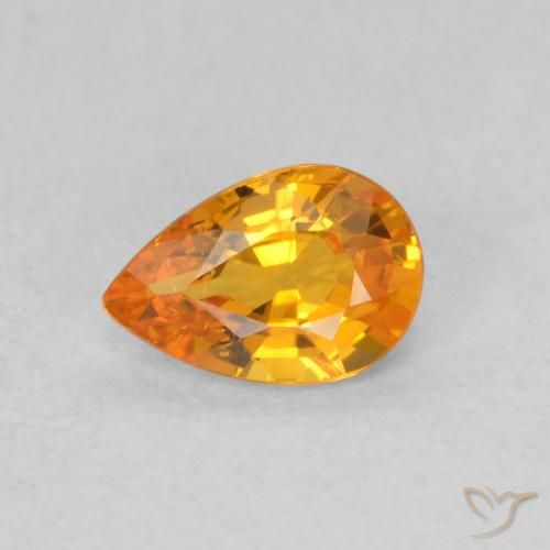 0.52ct 자연스러운 밝은 주황색 사파이어, 배 모양, VS