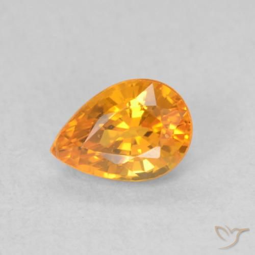 0.62ct 자연스러운 살구 오렌지 사파이어, 배 모양, VS