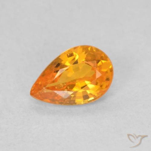 0.50ct 자연스러운 밝은 주황색 사파이어, 배 모양, VS