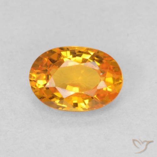 0.68ct 자연스러운 밝은 주황색 사파이어, 타원형, VS