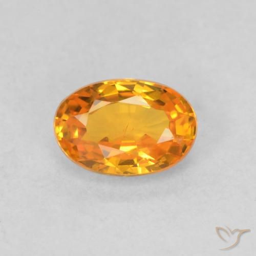 0.61ct 자연스러운 밝은 주황색 사파이어, 타원형, VS
