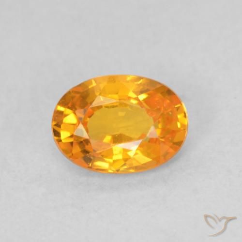 0.59ct 자연스러운 밝은 주황색 사파이어, 타원형, VS