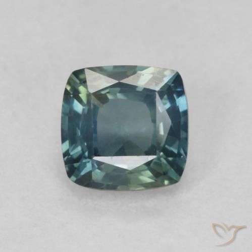 0.74ct 자연스러운 미디엄 블루 그린 사파이어, 방석, VVS-VS