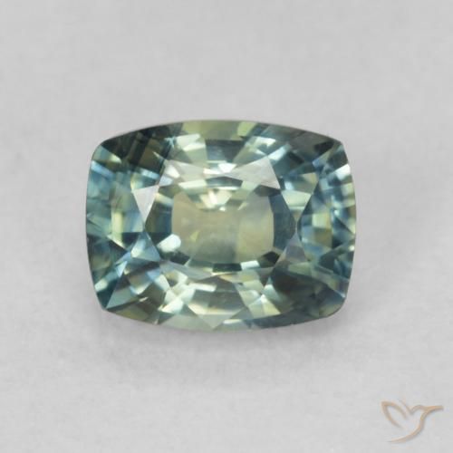 0.76ct 자연스러운 미디엄 블루 그린 사파이어, 방석, VVS-VS