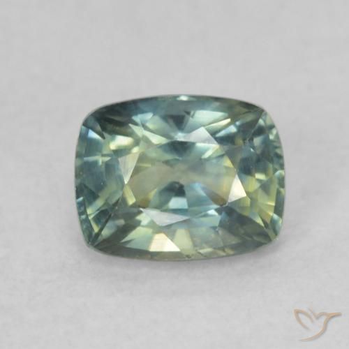 0.82ct 자연스러운 청록색 사파이어, 방석, VVS-VS