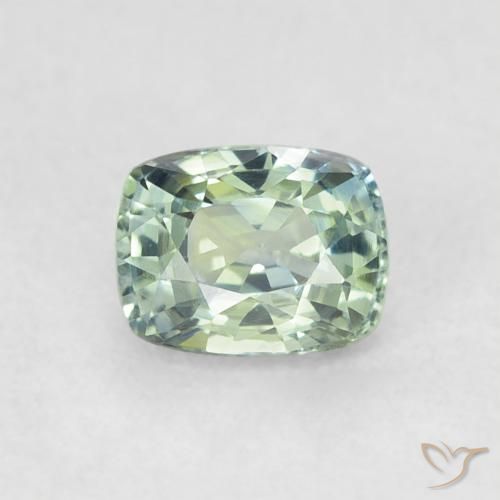 0.61ct 자연스러운 옅은 녹색 사파이어, 방석, VS