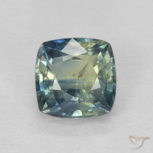 0.77ct 자연스러운 미디엄 블루 그린 사파이어, 방석, VS-SI