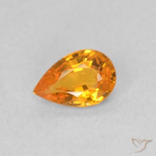 0.48ct 자연스러운 밝은 주황색 사파이어, 배 모양, VVS-VS