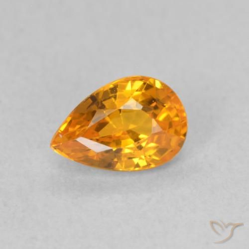 0.62ct 자연스러운 살구 오렌지 사파이어, 배 모양, VVS-VS
