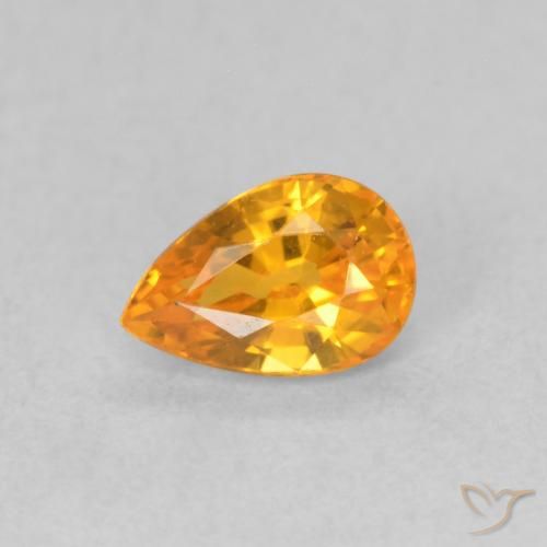 0.59ct 자연스러운 밝은 주황색 사파이어, 배 모양, VVS-VS